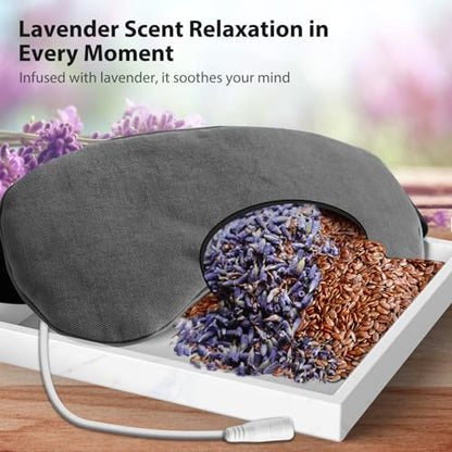 Ezona Heated Eye Mask, Warm Eye Compress Mask for Dry Eyes, Gray | USB Electric Eye Heating Pad, Temperature & Timer Control, Blepharitis, Sinus, Migraine, Stye, MGD Puffiness - color: Gray