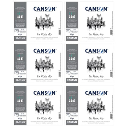 Canson Plein Air Artboards, White, 8" x 10", 10 Boards/Pad, 6 Pads | Rigid Illustration Artboards, Acid Free, Ultra Smooth, Extra White, Fold Over Cover, 60 Boards Total - size: 8" x 10" (Pack of 6)