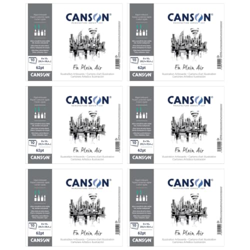 Canson Plein Air Artboards, White, 8" x 10", 10 Boards/Pad, 6 Pads | Rigid Illustration Artboards, Acid Free, Ultra Smooth, Extra White, Fold Over Cover, 60 Boards Total - size: 8" x 10" (Pack of 6)