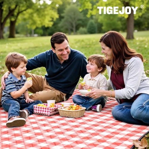 TigeJoy Extra Large Picnic Blanket Waterproof Beach Blanket 80''x80'' - color: Red, size: 6'8" x 6'8" (Rectangular)
