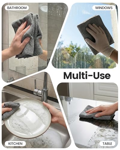 POPCHOSE Microfiber Cleaning Cloth, 12 Pack Super Absorbent Towels for Cars