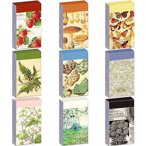 9 Sets 450 Sheets Washi Stickers for Journaling, Plants Fruit Flowers Butterfly Shell Boho Stickers Vintage Aesthetic Scrapbook Sticker for Bullet Journal Art Diary Card Craft Gifts Planner Notebook - style: Nature Style