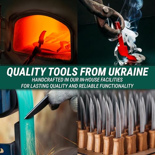 BeaverCraft S01 Wood Spoon Carving Knives Set Spoon Making Tools Kit Whittling Knife Hook Knife Right-handed Bowl Cup Kuksa for Beginners Woodworking Professional Wood Carving Kit