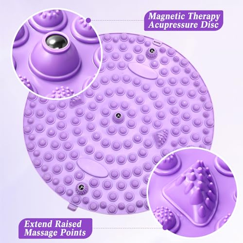 Threlaco 4 Pack Foot Massager Mat Foot Reflexology Pad with Magnetic Relaxation Massage Feet Pressure Point Pad Anti Fatigue Walk Stone Acupoint Mat Particle Portable Massage Tool(Purple and Pink) - color: Purple and Pink