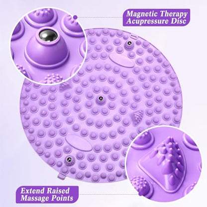 Threlaco 4 Pack Foot Massager Mat Foot Reflexology Pad with Magnetic Relaxation Massage Feet Pressure Point Pad Anti Fatigue Walk Stone Acupoint Mat Particle Portable Massage Tool(Purple and Pink) - color: Purple and Pink