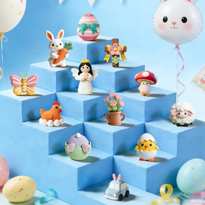 Easter Air Dry Clay for Kids,12 Boxes Modeling Magic Clay Kit with Sculpting Tools Tutorials, Safe & Non-Sticky DIY Craft Kit for Easter Basket Stuffers Gifts - color: Clay Easter Kit
