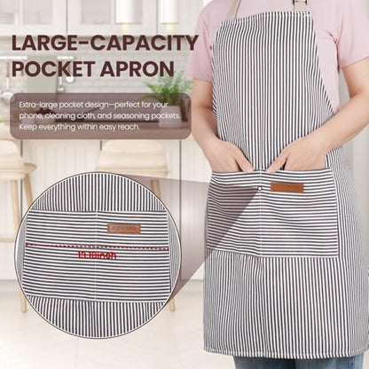 Serrenf 2 Pack Apron, Cooking Kitchen Aprons, Adjustable Bib Apron with 2 Pockets for Men Women Chef Apron - color: Black
