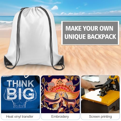 KUUQA 12 Pcs White Drawstring Backpack Bags - color: White