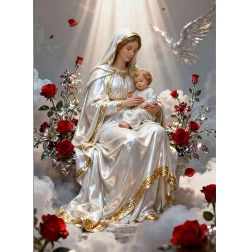 Virgin Mary Diamond Art Kits for Adults,5D Diamond Painting 12 x 16 inch | for Adults Beginner, Includes All Tools, DIY Craft Activity, Religious Art Theme, Full Drill Canvas，Home Decoration - color: SH173