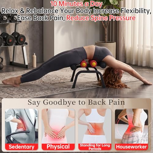Mini Inversion Table with Back Massage Roller, Back Stretching Machine