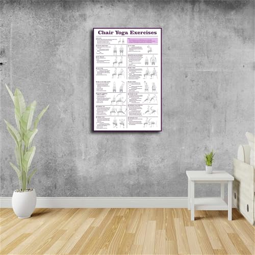 Chair Yoga Guide Poster Chair Exercise Chart for Seniors Wall Art Poster Canvas Print Office Bedroom Living Room Aesthetic Decor (08×12inch No Framed)