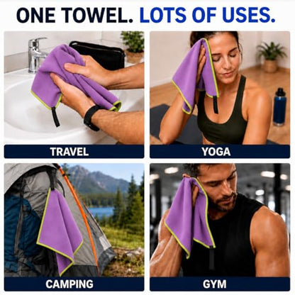 Elite Trail Magic Backpacking Ultralight Quick Dry Microfiber Soft Fast Drying Hand and Face Towel Wash Cloth Camping Yoga Hiking Active Lifestyle Small - color: Purple