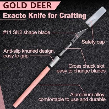 Exacto Knife for Crafting Precision Carving Hobby Knife Kit | A4 Self Healing Cutting Craft Mat 20 CM Steel Ruler 30 PCS #11 Hobby Blades for DIY, Art, Cutting, Carving, Scrapbooking