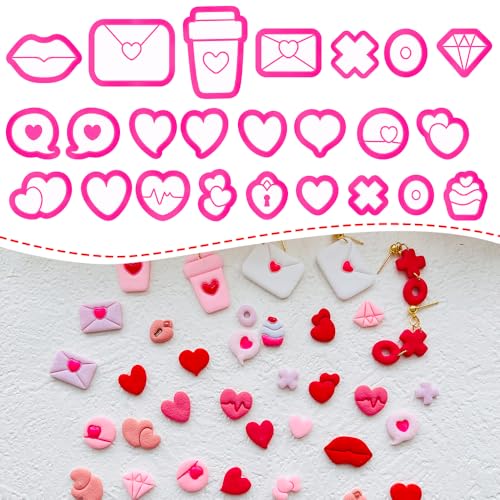 Heart Theme Polymer Clay Cutters Set – Molds, Clay Cutters for Polymer Clay, Clay Earring Tools - color: L color