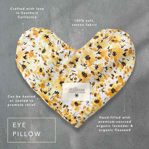Stillnus Weighted Heart Eye Pillow & Eye Mask – Gift for Women, Sunny - style: Yellow Florals