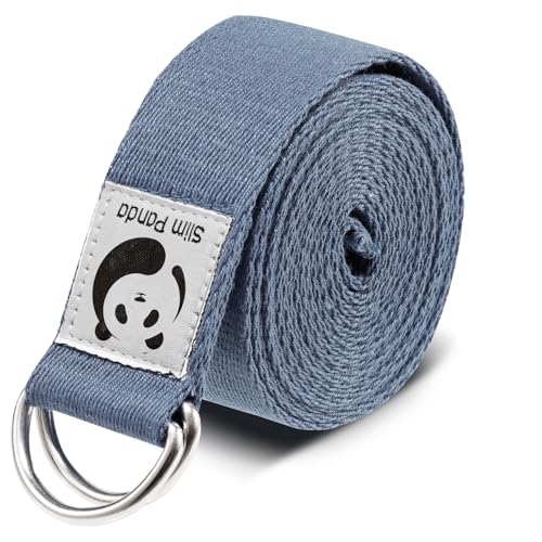Slim Panda Yoga Strap for Stretching,Cotton Yoga Strap with Adjustable D-Ring Buckle,Non-Elastic Yoga Belt for Pilates,Gym Workouts,Physical Therapy,Improve Flexibility - color: Gray Blue, size: 6 Feet
