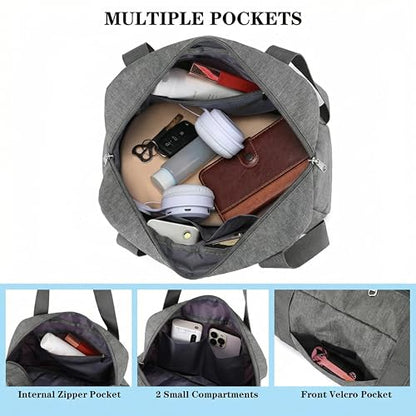 Mini Gym Bag for Women Girl 12 inch Small Gym Tote Lightweight Carry On Bag - color: Grey