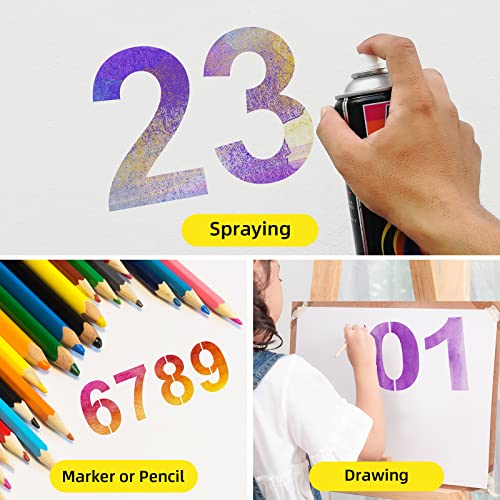12 Inch Large Number Stencils Reusable Plastic Digital Templates for Cake Address Painting - size: 12 Inch