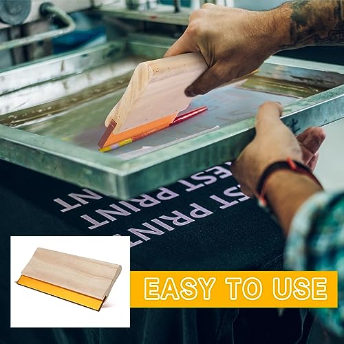 Barydat 6 Pcs Rubber Screen Printing Squeegee Wooden Ink Scraper 75 Durometer Silk Stencil Screen Printing Squeegee for Printmaking Water Fabric Supplies(5.9 Inch 9.5 Inch 13.8 Inch)