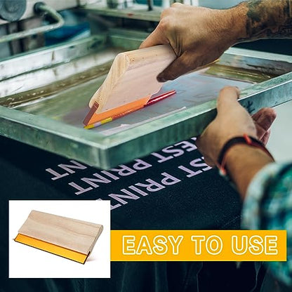 Barydat 6 Pcs Rubber Screen Printing Squeegee Wooden Ink Scraper 75 Durometer Silk Stencil Screen Printing Squeegee for Printmaking Water Fabric Supplies(5.9 Inch 9.5 Inch 13.8 Inch)