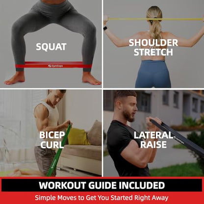 GymCope Pull Up Resistance Bands - Assistance Bands Sets of 3/4/5 for Men & Women, Heavy Duty Workout Exercise Bands for Body Stretching, Muscle Training, Instruction and Carry Bag Included - color: 5-Pack (15~120lbs)