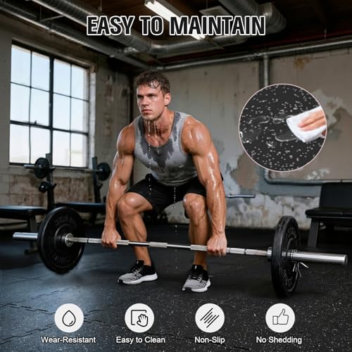 SunHome 0.56" Thick Rubber Top Gym Flooring for Home Gym, High Density EVA Foam Exercise Mats, Interlocking Gym Flooring for Home Gym, Protective Workout Mat, 24 x 24in - size: 24"L x 24"W x 0.6"Th