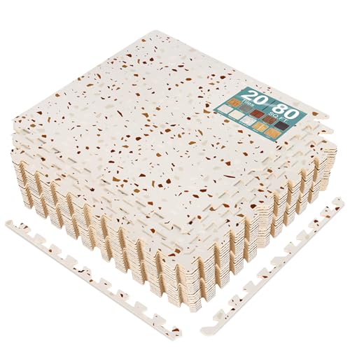 Sorbus 80 Sq. Ft. Interlocking Terrazzo Foam Floor Tiles - color: Terrazzo, size: 20 Pack