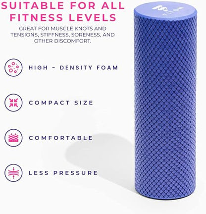 FitOn - 12"x4" Travel Sized Recovery Roller & 2-Pack of Yoga Blocks Bundle - Workout Equipment Set for Gym and Home Exercise - Workout with Durable Foam Roller & High-Density EVA Foam Yoga Blocks