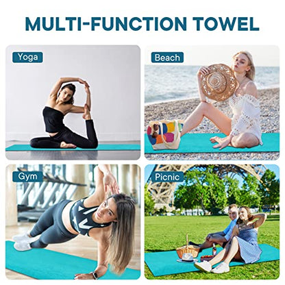 Yoga Towels, Non Slip Hot Yoga Mat Towel with Grip Dots,Super-Absorbent Soft Microfiber Yoga Blanket for Pilates, Fitness and Workout 72inch x 24inch - color: Light Blue