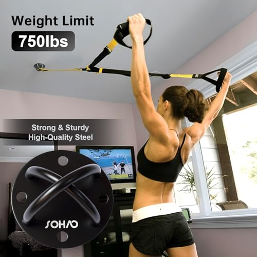 Wall Ceiling Mount Bracket for Suspension Straps, Aerial Yoga Swing & Hammock, Gymnastic Rings, Boxing Punching Bags, Body Strength Gym Equipment and Battle Ropes - color: BK-1