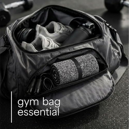 S&T INC. Microfiber Gym Towels, 6 Pack, 16" x 27" | Absorbent and Lightweight, Quick-Dry, Compact for Gym Bag, Yoga and Travel, Machine Washable - color: Heathered Black