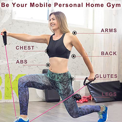 Resistance Bands with Handles, Exercise Bands with Handles, Door Anchor - color: blue-40lbs