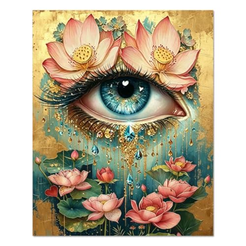 WULINHUAFA Eye Paint by Numbers Adults Beginner 16x20 Inch | Adult Paint by Number Kits Eye and Lotus, DIY Acrylic Oil Easy Painting by Numbers for Gifts Home Wall Decor Without Frame - color: Eye