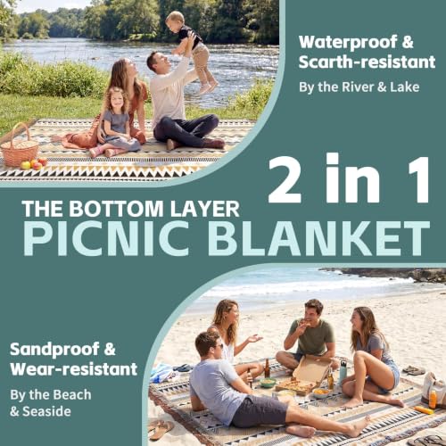 RYCHIC 2 in 1 Extra Large Boho Beach Blanket Towel Giant Woven Outdoor Rug Picnic Mat Camping Gear Cruise Essential 2026 Summer Vacation Must Have Travel Accessories Costa Rica Hawaii Trip Stuff - color: Boho Brown