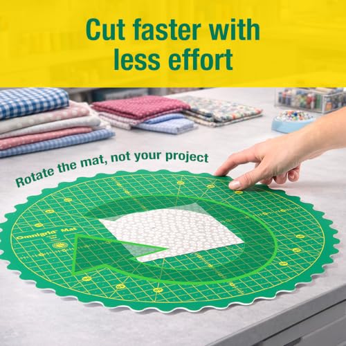 Omnigrid 360 Rotating Self-Healing Cutting Mat, 14 Inch | Precision Fabric Cutting Mat with Durable Surface for Quilting, Sewing & Crafts - style: 14"