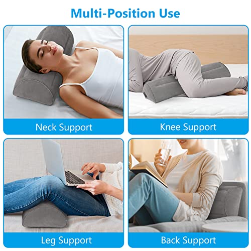 USHMA Inflatable Bolster Pillow, Half Moon Pillow for Legs, Knees, Lower Back & Head | Semi Roll Pillow for Bed, Sleeping | Knee Pillow for Side, Back Sleepers - Ankle & Knee Support - Leg Elevation