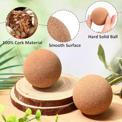 Seenelling 50 Pcs Cork Massage Ball Solid Hard Myofascial Release Yoga Ball for Back Foot Neck Pain Therapy Portable Tissue Muscle Release Tool for Home Office Travel (2 Inch) - size: 2 inches