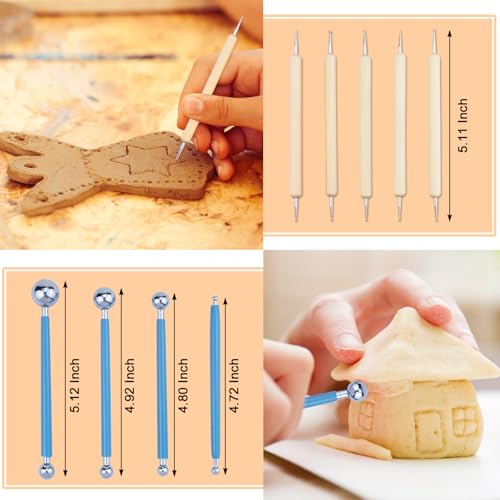 43 PCS Clay Tool,Clay Sculpting Tools Kit with Storage Bag | Texturing&refining ceramics,polymer&air-dry clay.Canvas roll protects tools,Professional tools for crafters&DIY sculpting