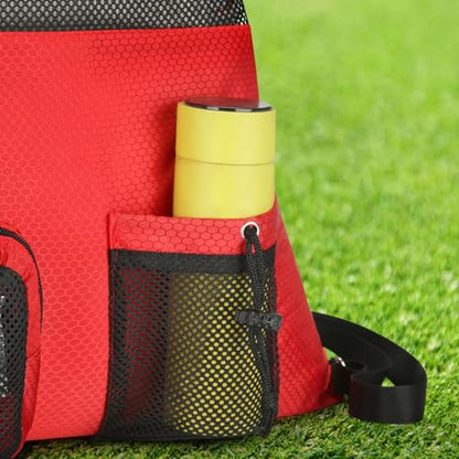 NATURAL STYLE Mesh Drawstring Gym Swim Beach bag, Large Waterproof Pool Sports Backpack for Swimming Gear Workout Yoga Travel - color: Red