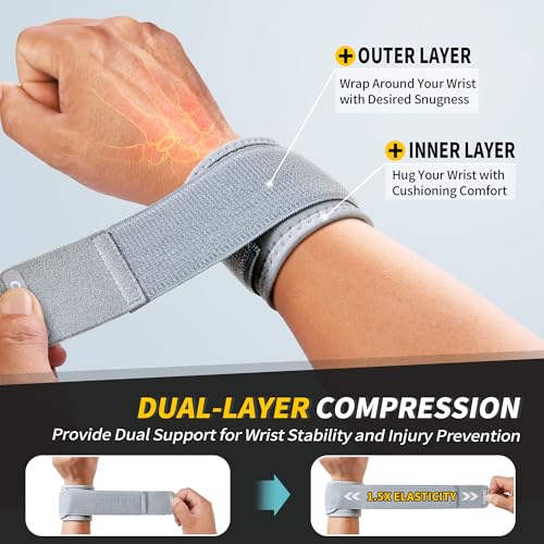 CAMBIVO 2 Pack Wrist Brace for Carpal Tunnel with wraps, Gray - color: Gray