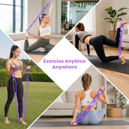 7 Ring Adjustable Resistance Bands, Workout Stretch Fitness Resistance Exercise Band with 7-Level, Ideal for Women Men Yoga/Pilates/Physical Therapy/Home Gym for Arm/Shoulders/Foot/Leg Fitness - color: Purple