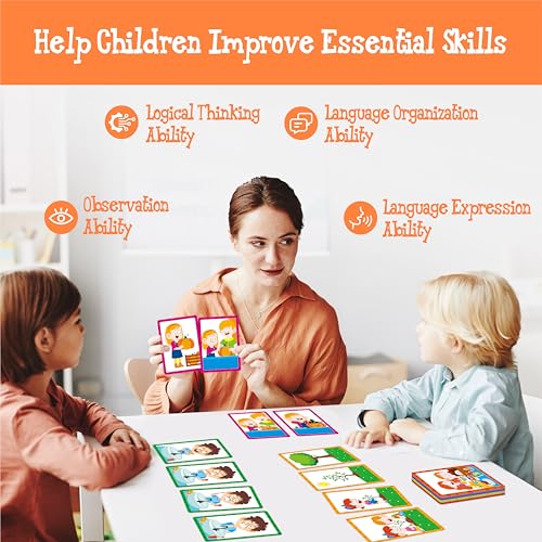 4-Scene Sequencing Cards, 72 Sequence Card Game for Preschool, Kids Learning Order and Logic, Speech Therapy Materials for Autism, Early Learning Activity-Storytelling, Social Skills,Sentence Building - style: 4-Scene