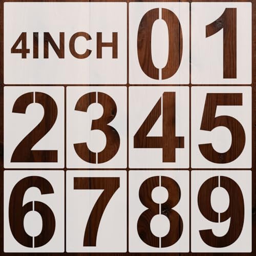 Number Stencils for Painting, 10 Pcs 4 Inch for Cards Gift Tags Crafts | Reusable & Easy to Clean, Address Numbers & Party Dates, Cake Toppers, Favor Bags, Scrapbooks, Beginner Friendly - color: Number 4"