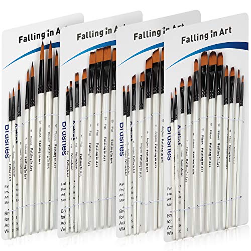 Falling in Art 48 PCS Painting Brushes Sets, Artist Paintbrushes | for Watercolor, Acrylic, Craft, Oil, Gouache, Face Body Painting - size: 48 Pcs Mix Nylon