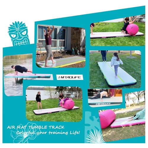Gymnastics Air Roller Air Barrel, Inflatable Tumble Roller Mat, Air Roller Gymnastics Barrel Kids Back Somersault Backbend Trainer for Yoga Training Cheerleading Home Use - color: Mintgreen, size: 32inch*24inch-have pump