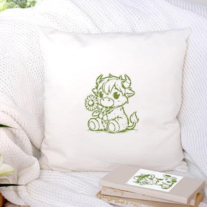 Keluna Highland Cow Stencils for Painting - 15 Pcs Animal Wood Burning Stencils, Farmhouse Cow Print Stencils for Crafts Reusable, Template for Painting on Canvas Wall Furniture Craft - style: highland cow