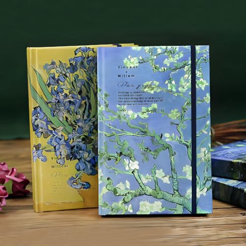 Art Journal, Sketch book, Blank Notebook, 130gsm, Thick Paper Sketchbook, A5, Hardcover Drawing Notebook, Blank Page Journal, Lay Flat, Unlined, Van Gogh Almond Blossom, Cute Sketchbook - color: A5-Almond