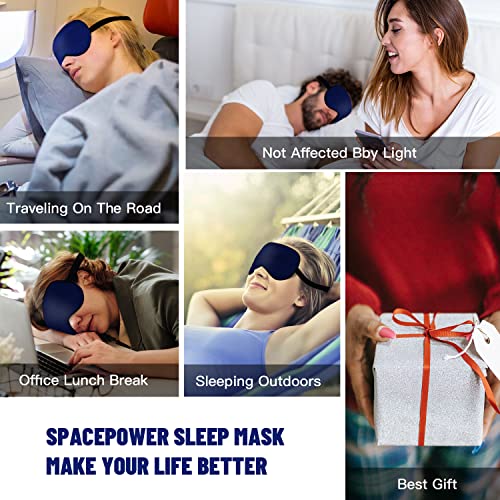 Silk Sleep Mask, Blackout Eye Mask for Sleeping with Adjustable Strap - color: Blue