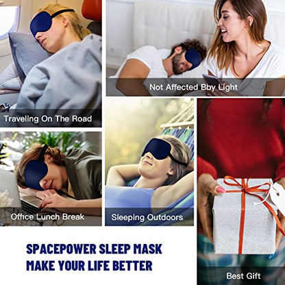 Silk Sleep Mask, Blackout Eye Mask for Sleeping with Adjustable Strap - color: Blue