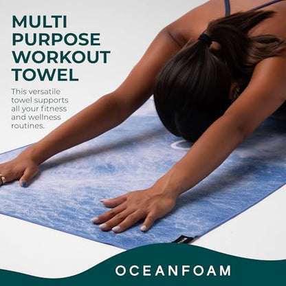 Oceanfoam Beach Towel – Lightweight, Absorbent, Quick-Drying, Sand-Resistant, Non-Slip – Ideal for Workouts, Yoga, Pilates, Beach, Pool, Boat & Travel – 25% Recycled – 72"x24" (Ocean) - color: Ocean